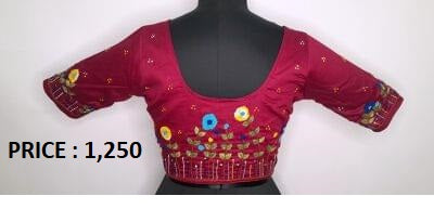 Maroon blouse with handmade design